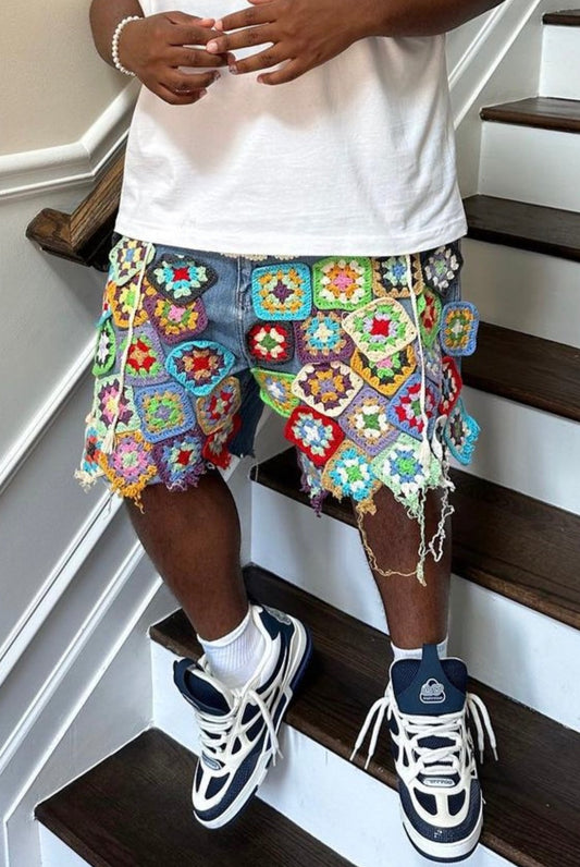 Jean Patchwork Shorts